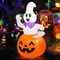 GOOSH 5 FT Halloween Inflatable Outdoor Ghost Sitting on The Pumpkin, Blow Up Yard Decoration